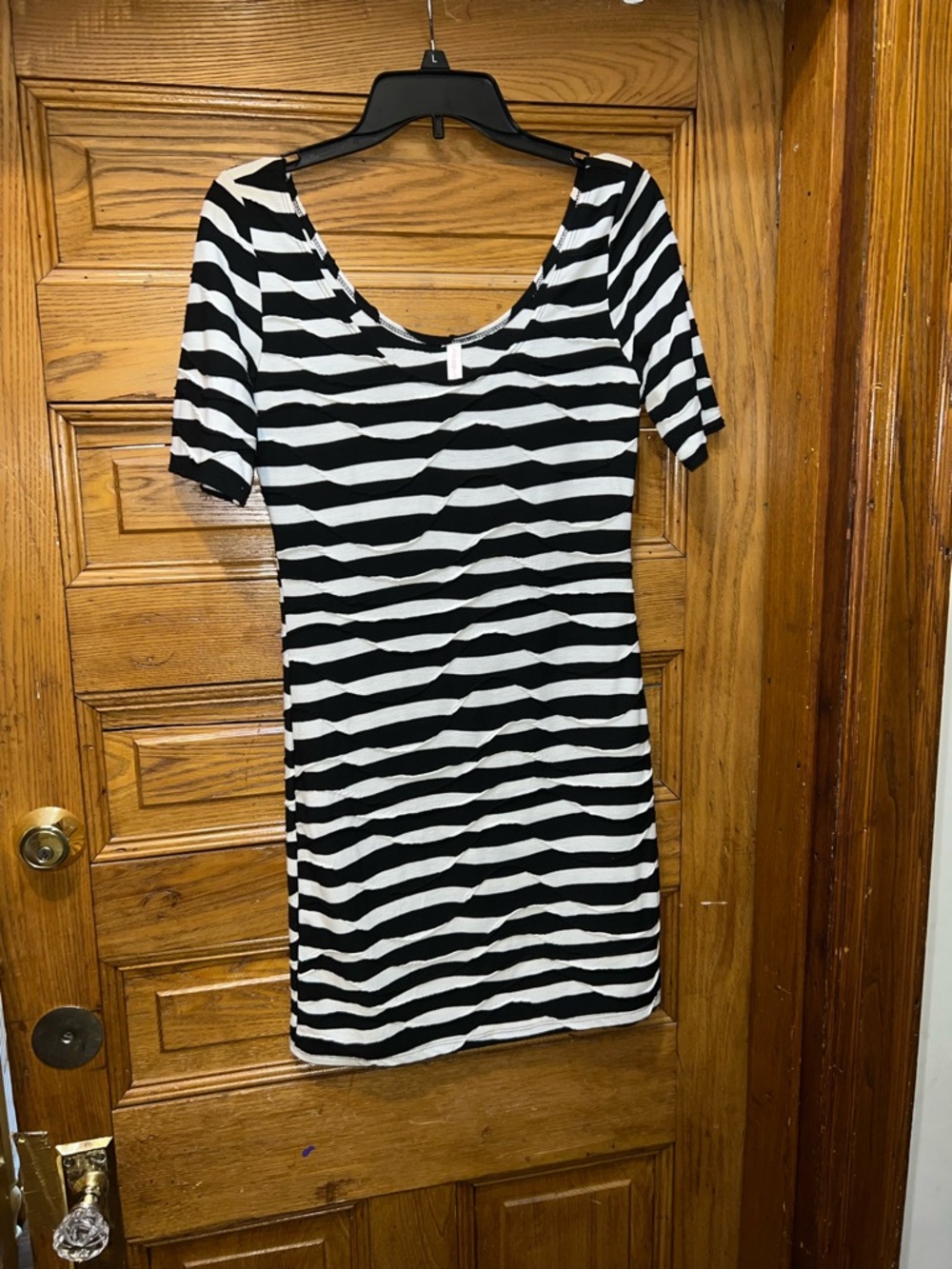 Xhilaration Black and White Striped Scoop Neck Dress